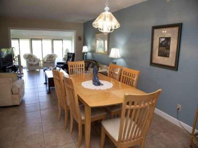 Dining area seats six